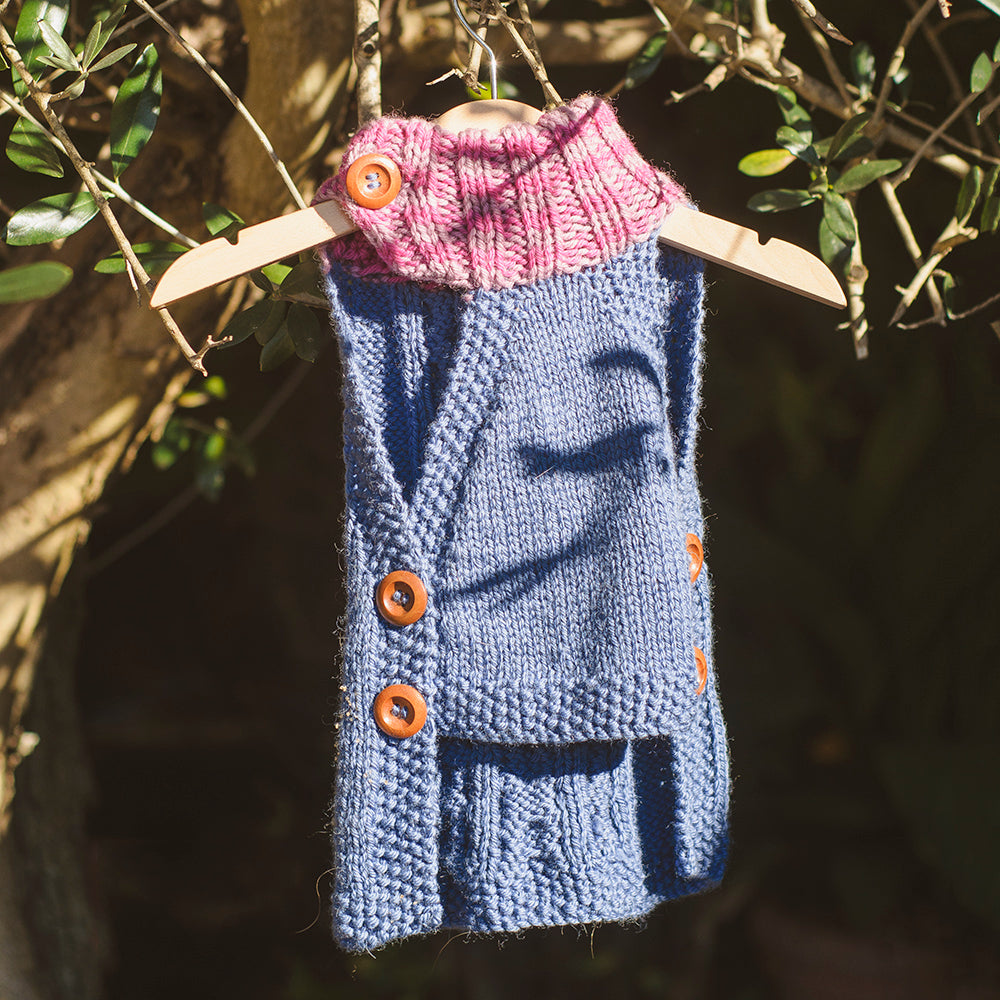 MADE TO ORDER Scottish Hand-Knit Buttoned Dog Sweater
