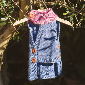 MADE TO ORDER Scottish Hand-Knit Buttoned Dog Sweater