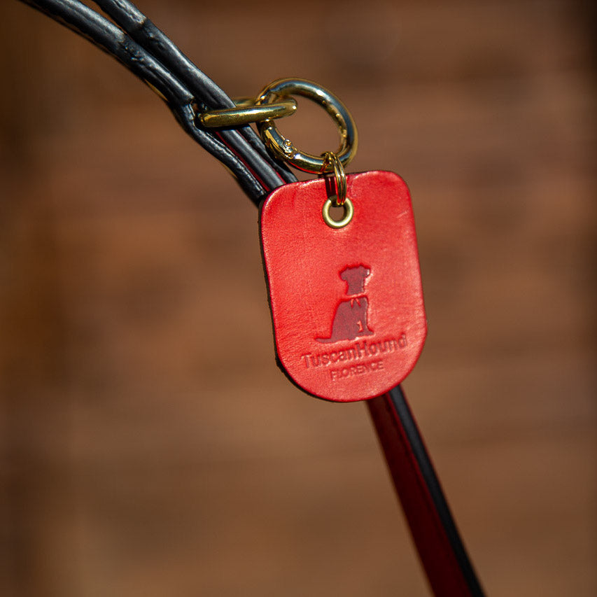 TuscanHound Signature guinzaglio in cuoio rosso e nero fatto a mano