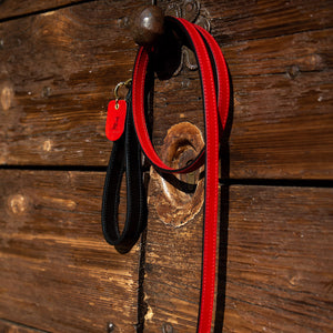 TuscanHound Signature guinzaglio in cuoio rosso e nero fatto a mano