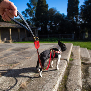 TuscanHound Signature guinzaglio in cuoio rosso e nero fatto a mano